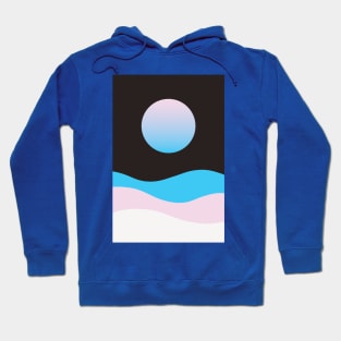 Full Moon Abstract Landscape Ocean Waves Hoodie